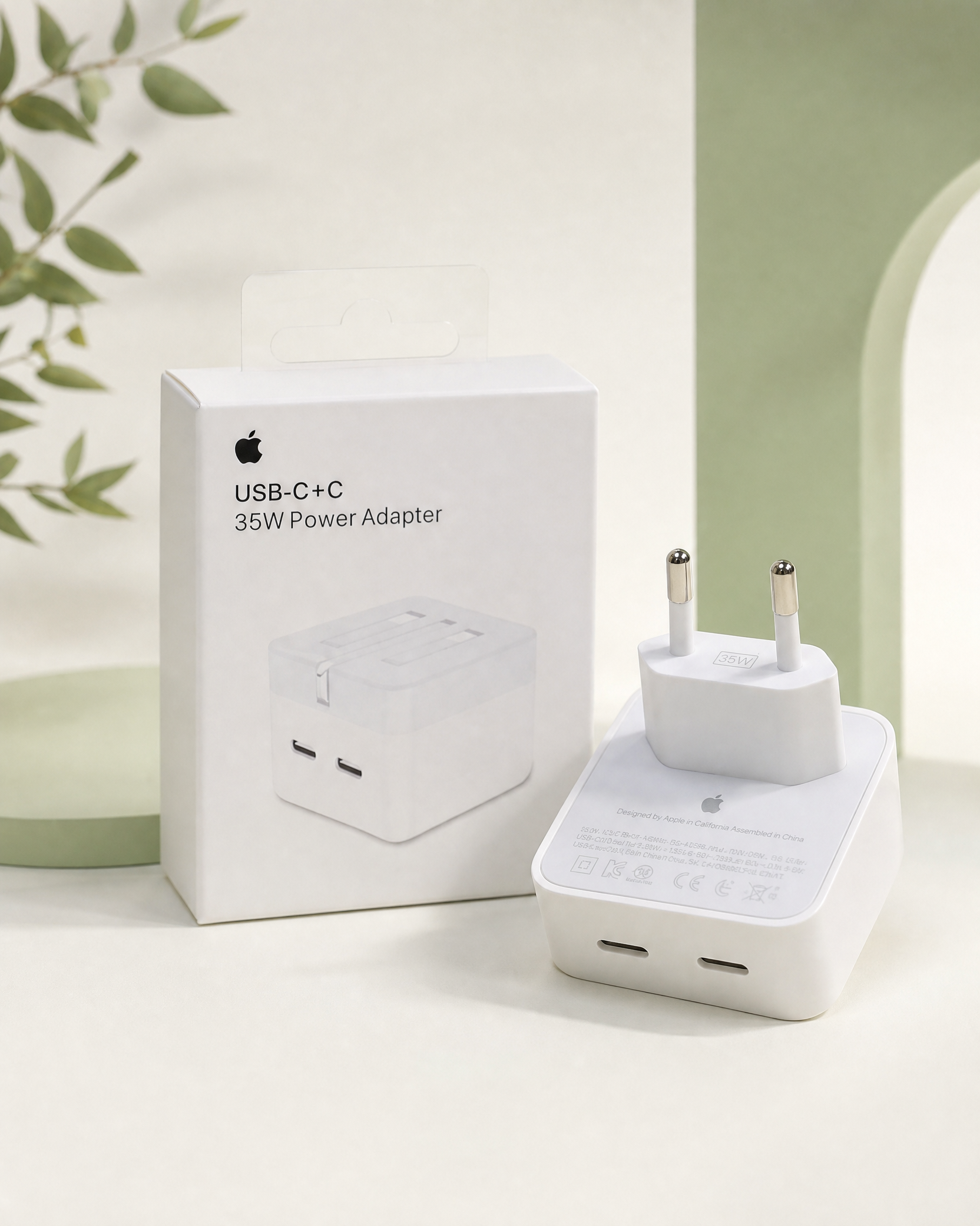 USB-C + USB-C Dual Charger 35W — EU Plug — أصلي